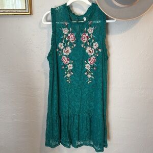 Floral Embroidered Sleeveless Dress, sz XL, feminine, lacy, embroidered